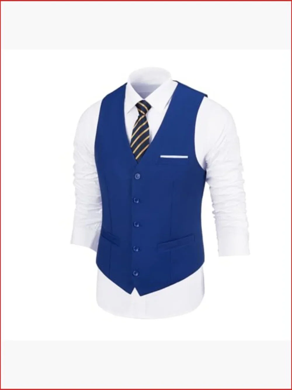Mens V-Neck Casual Suit Vest Waistcoat for Wedding Tuxedo Formal Business Party
